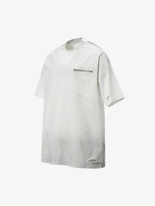 Street Dirty-Dye Distressed Cut Pocket T-shirt 