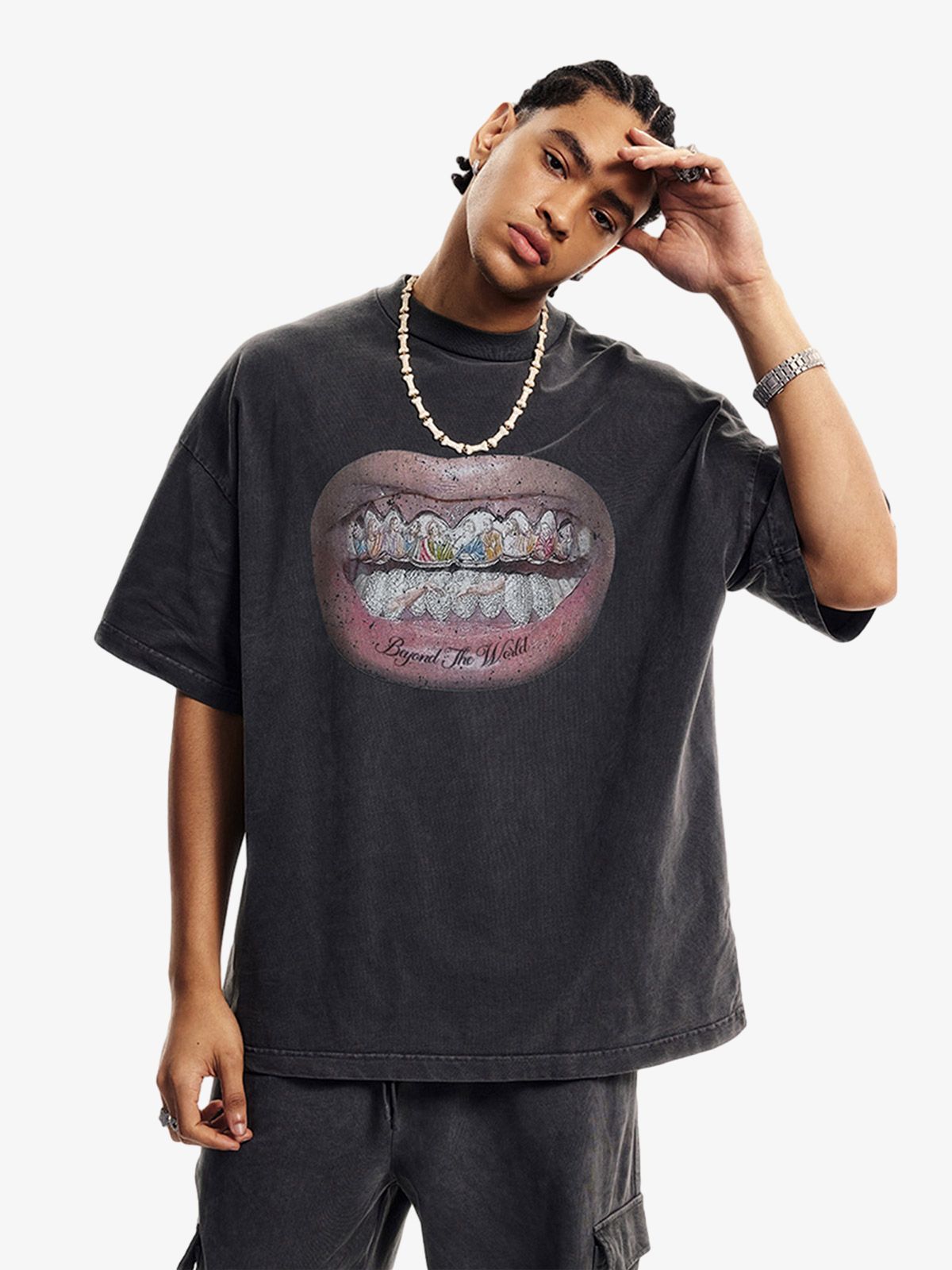 Full Diamond Tooth Pattern T-Shirt - 2258 