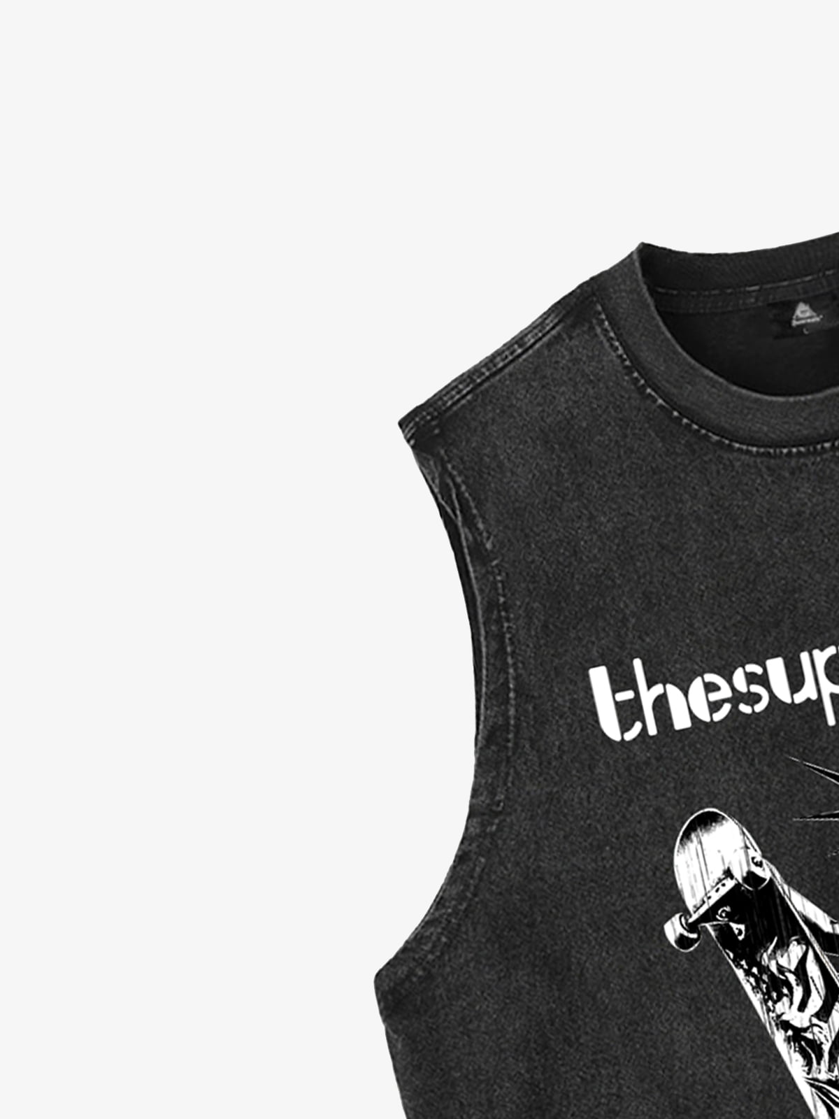 Original Funny Statue of Liberty Print Sleeveless Denim Vest 