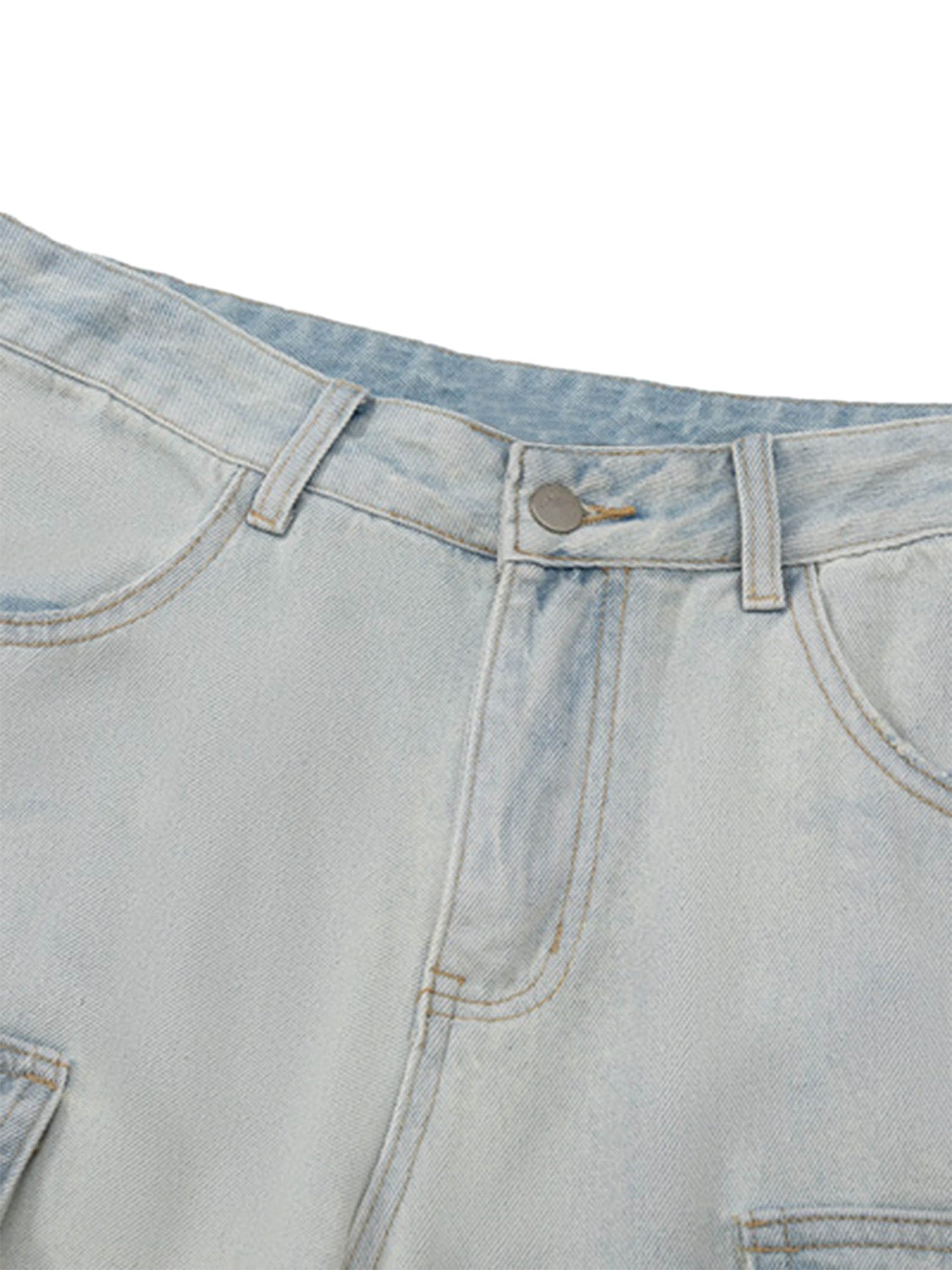 Thesupermade Vintage Washed Multi-pocket Work Jeans