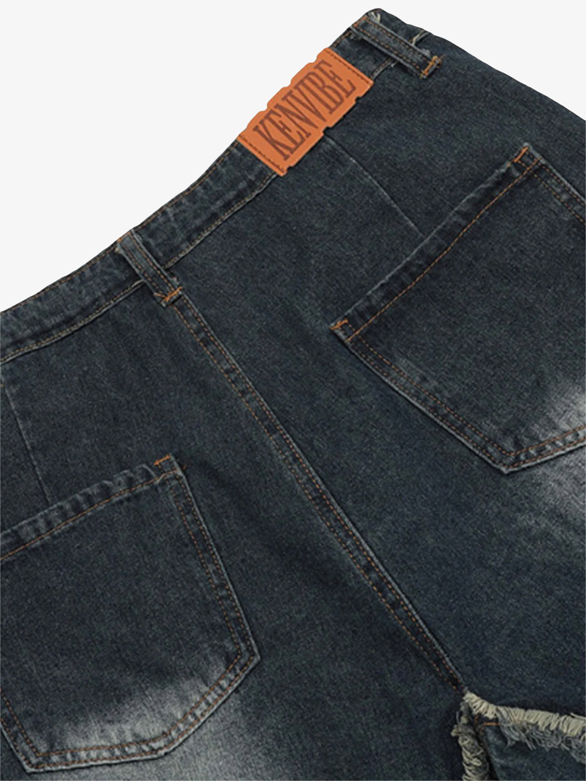 Thesupermade American Pentagram Tassel Patch Denim Shorts - 1681 