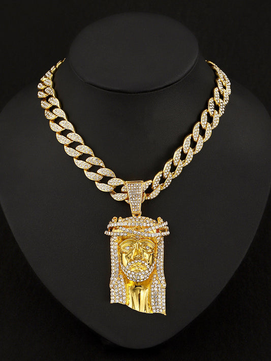 Thesupermade Diamond Jesus Cuban Necklace 