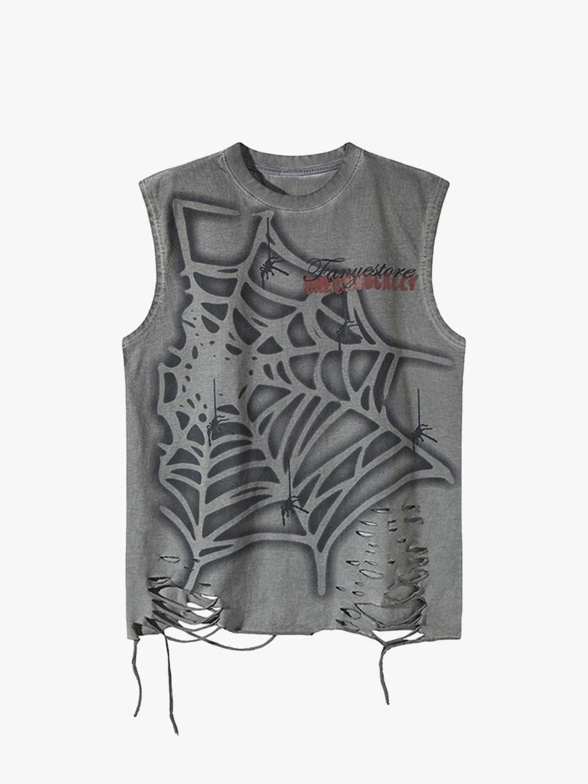 Raggedy Design Spider Web Graphic Vest - 2360 