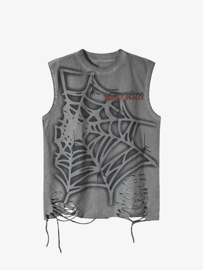 Raggedy Design Spider Web Graphic Vest - 2360 