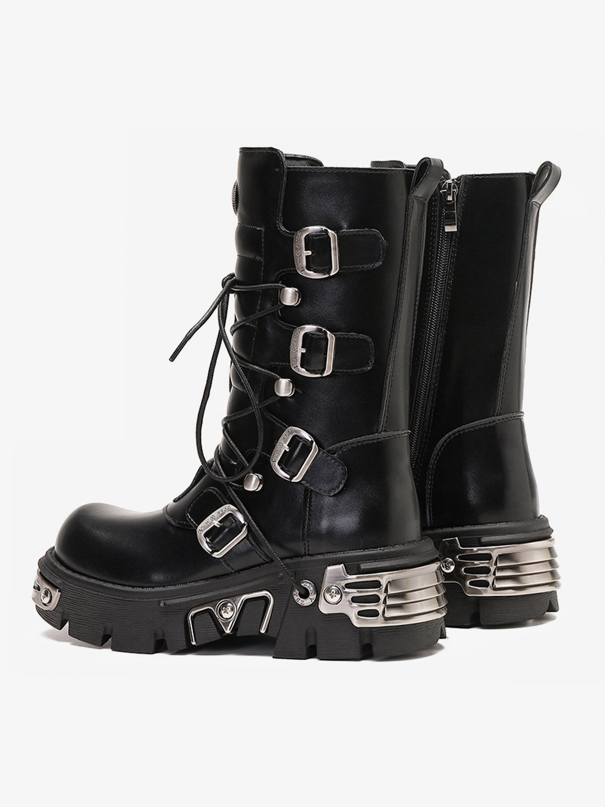 Thesupermade Metal Punk Style Workwear Platform Boots - 2199 