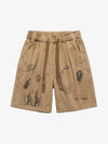 Graphic Print Drawstring Shorts 