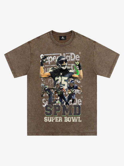 Super Bowl Football Print T-shirt - 2309 