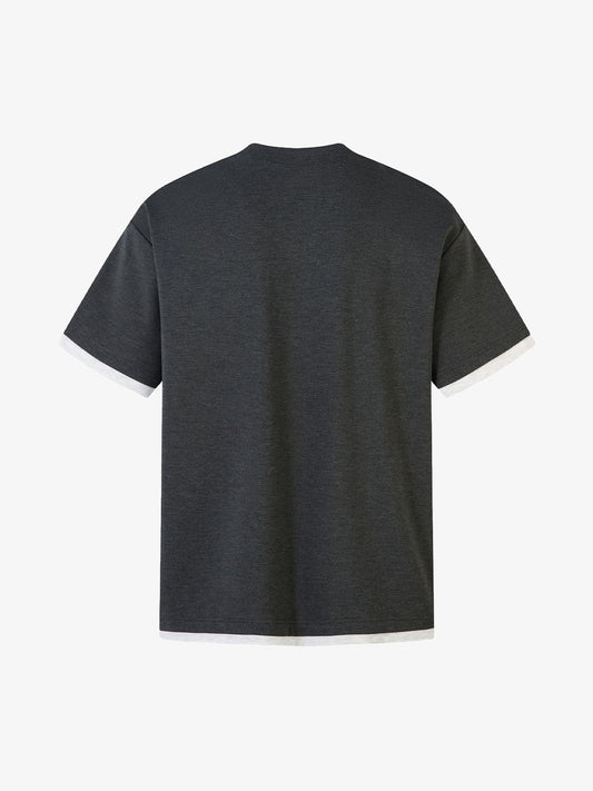 Retro Faux Two-Piece Print T-shirt 