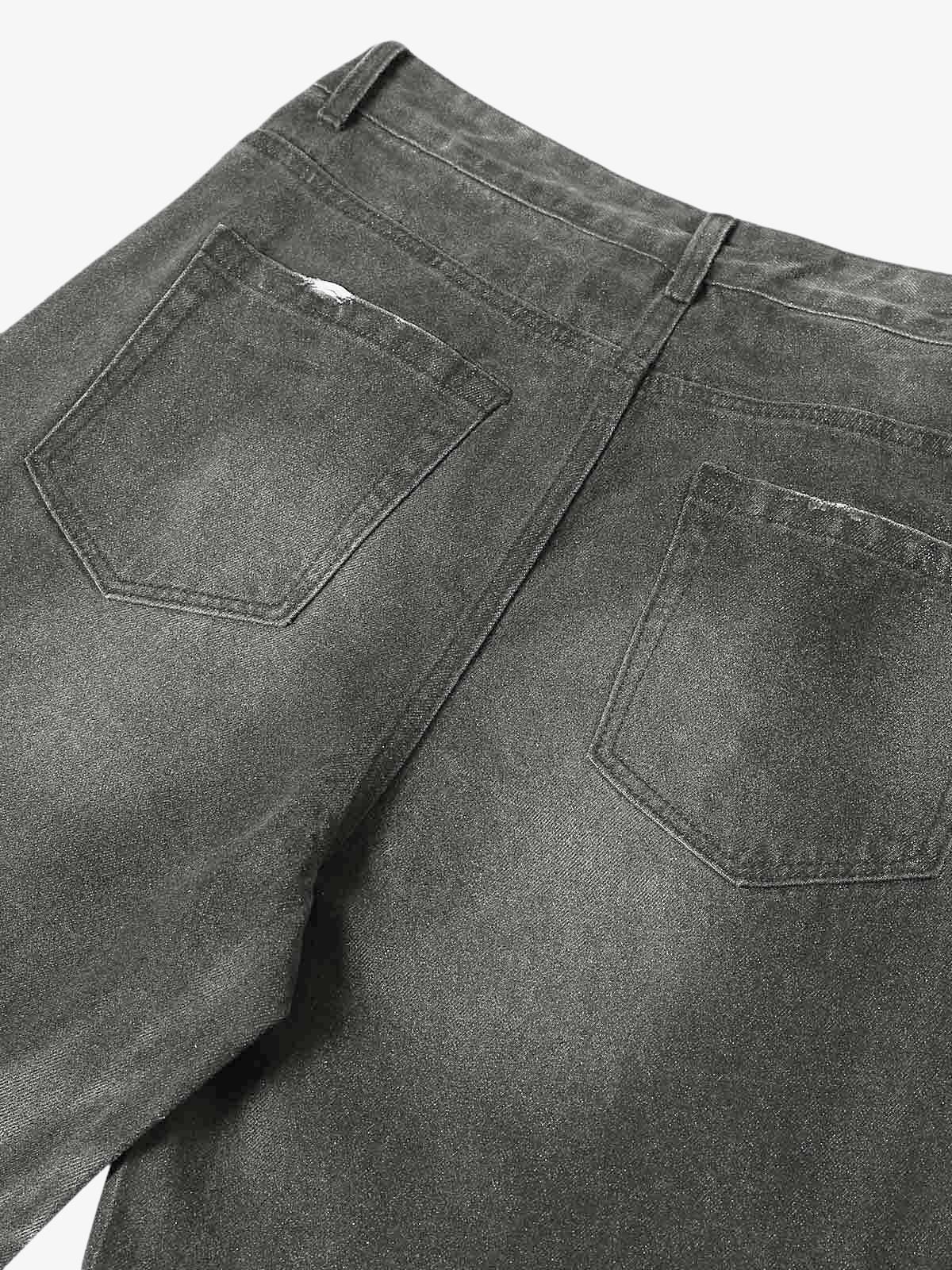 Washed Batik Straight Jeans 