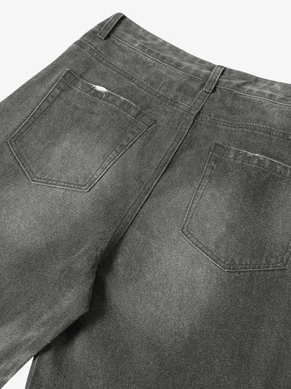 Washed Batik Straight Jeans 