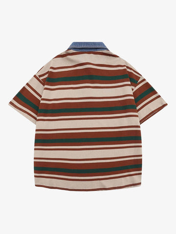 Thesupermade Vintage Striped Polo Shirt - 2165 