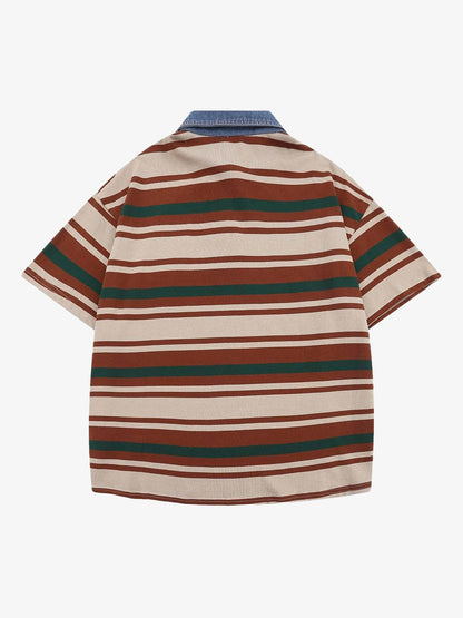 Thesupermade Vintage Striped Polo Shirt - 2165 