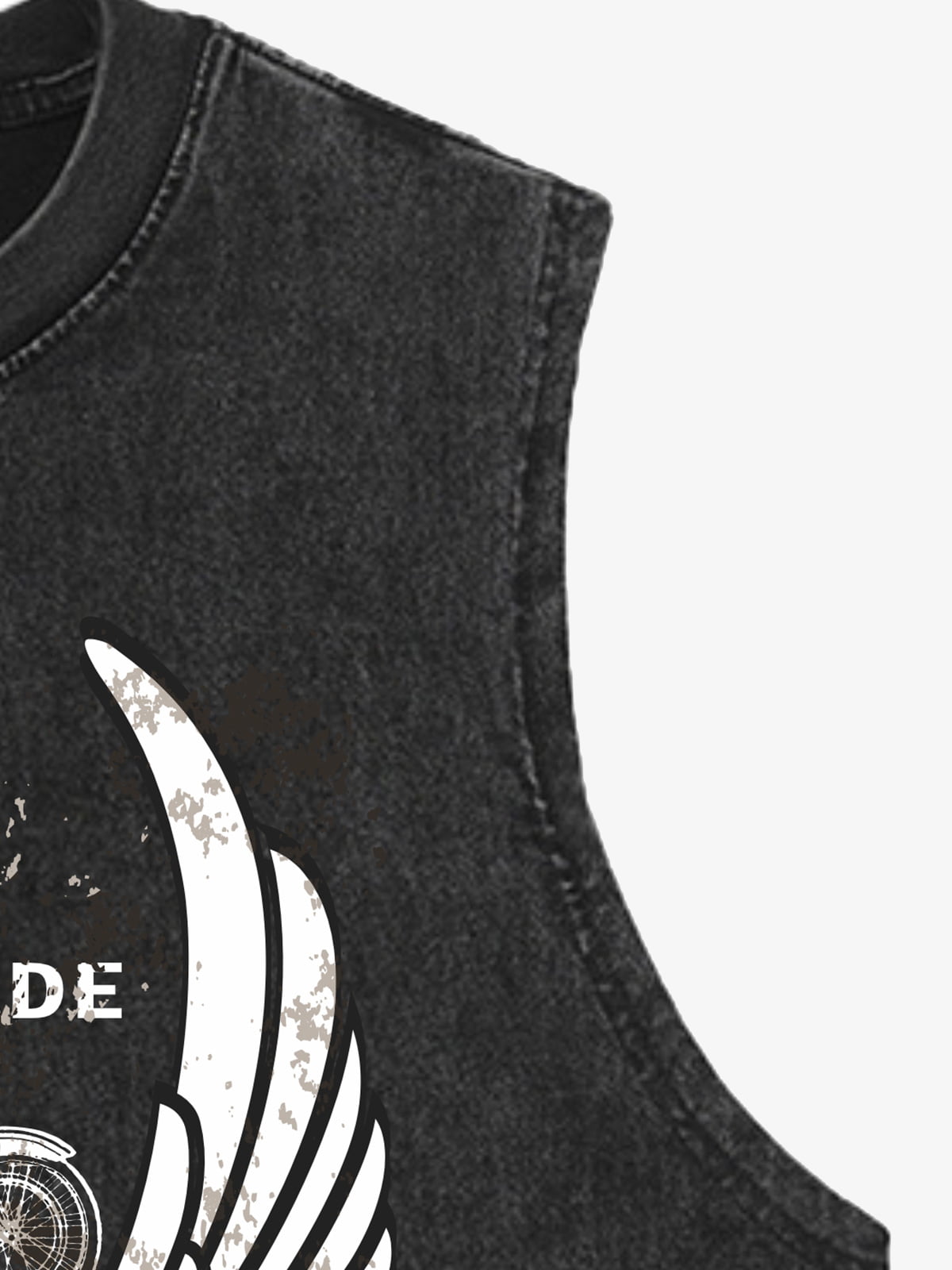 Original Distressed Graphic Tank Top Sleeveless Denim Vest 