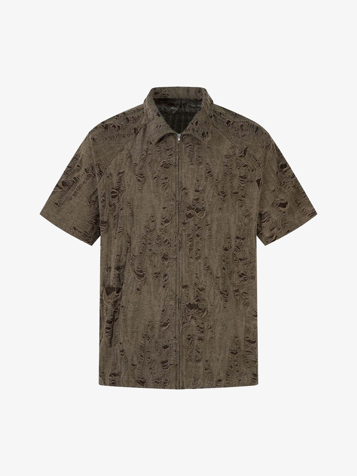 Distressed Ripped Short Sleeve Shirt 