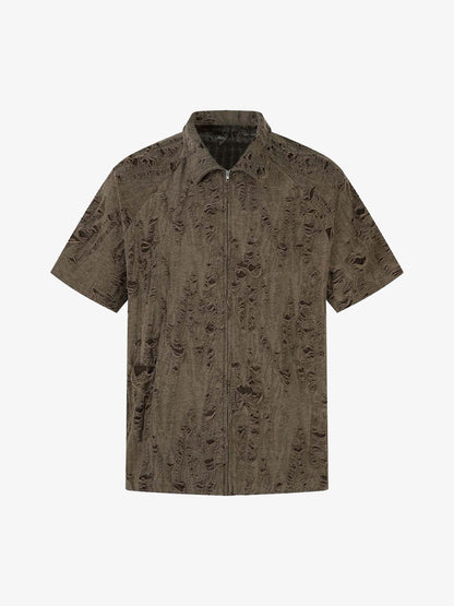 Distressed Ripped Short Sleeve Shirt 