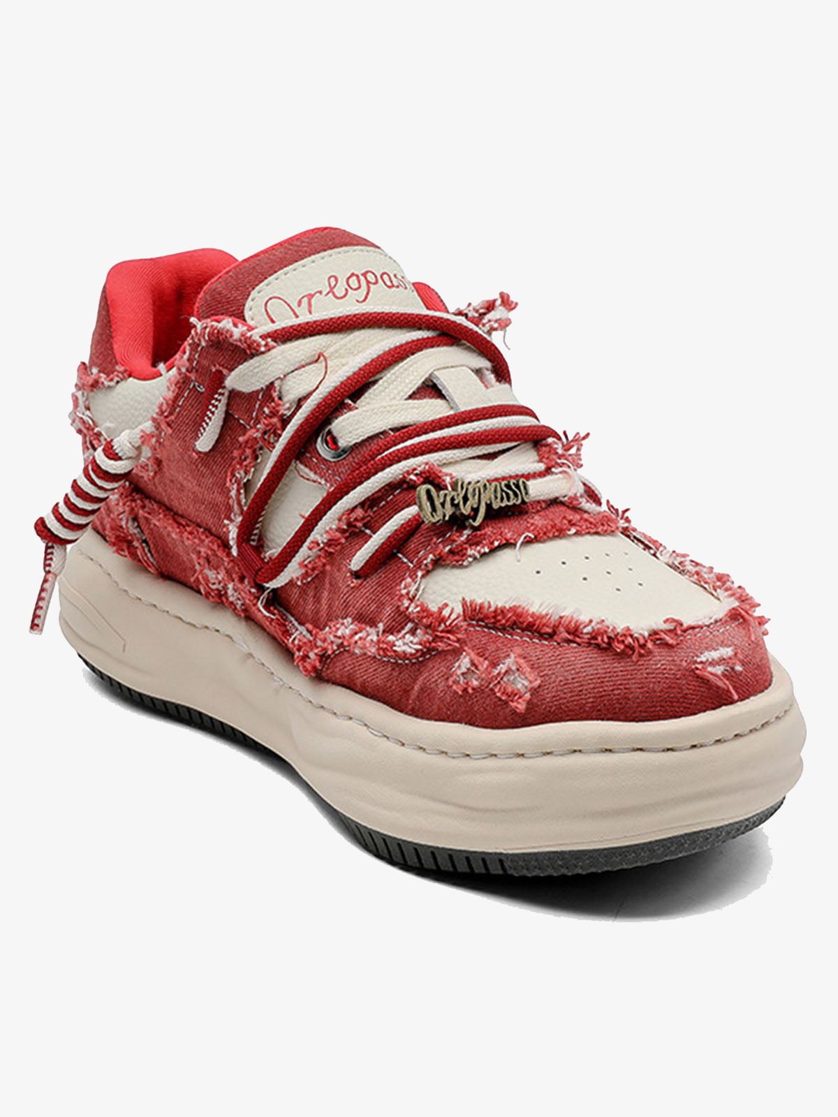 Washed Denim Low-Top Raw Edge Sneakers - 2436 