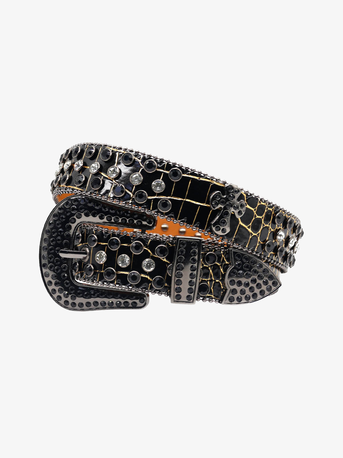 Punk Style Leather Hotflix  Rhinestone Belt 
