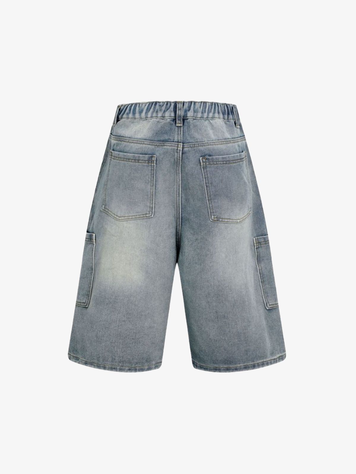 Washed Distressed Raw Edge Denim Jorts 