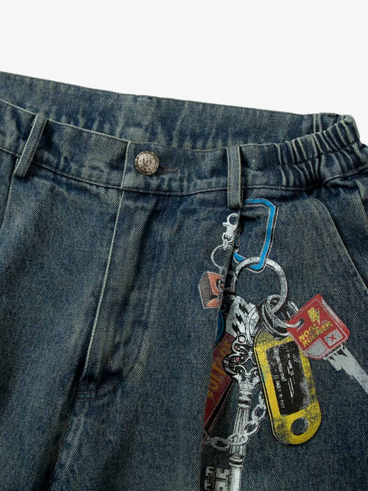 Camouflage Patchwork Workwear Straight Jeans 