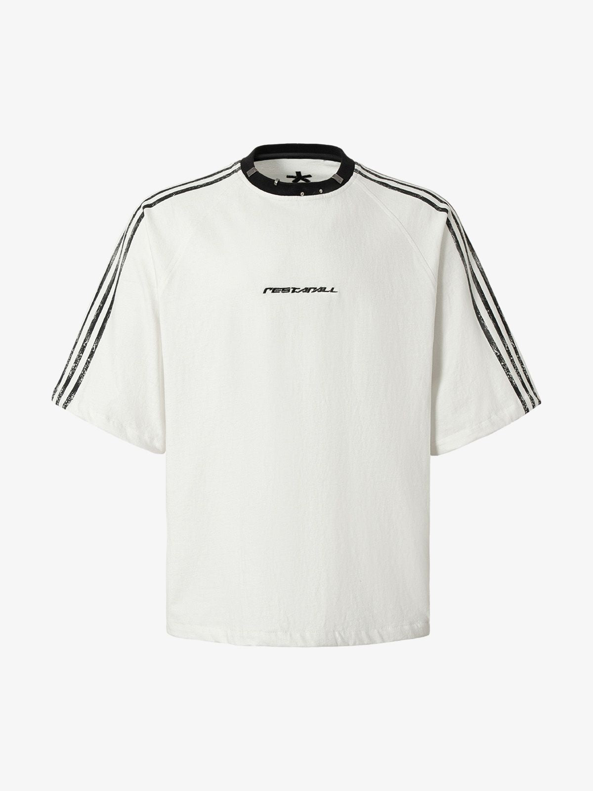 Heavy Washed Street Metal Collar T-shirt 