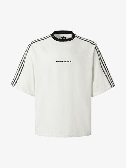 Heavy Washed Street Metal Collar T-shirt 