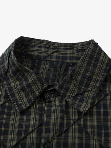 Heavy Plaid Pleated Striped Faux Two-Piece Polo Shirt 