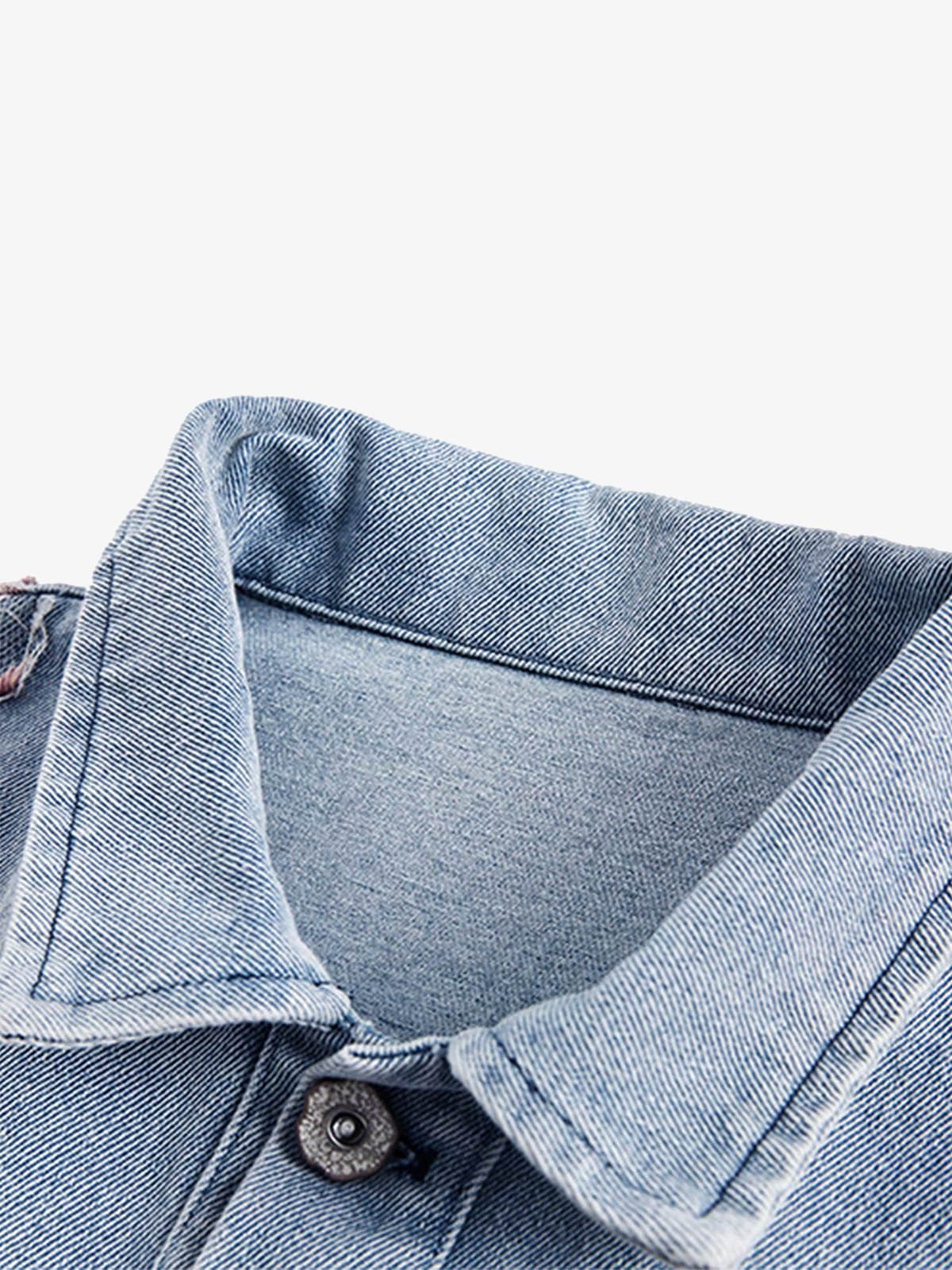 Thesupermade American Street Style Lace Patchwork Denim Jacket 