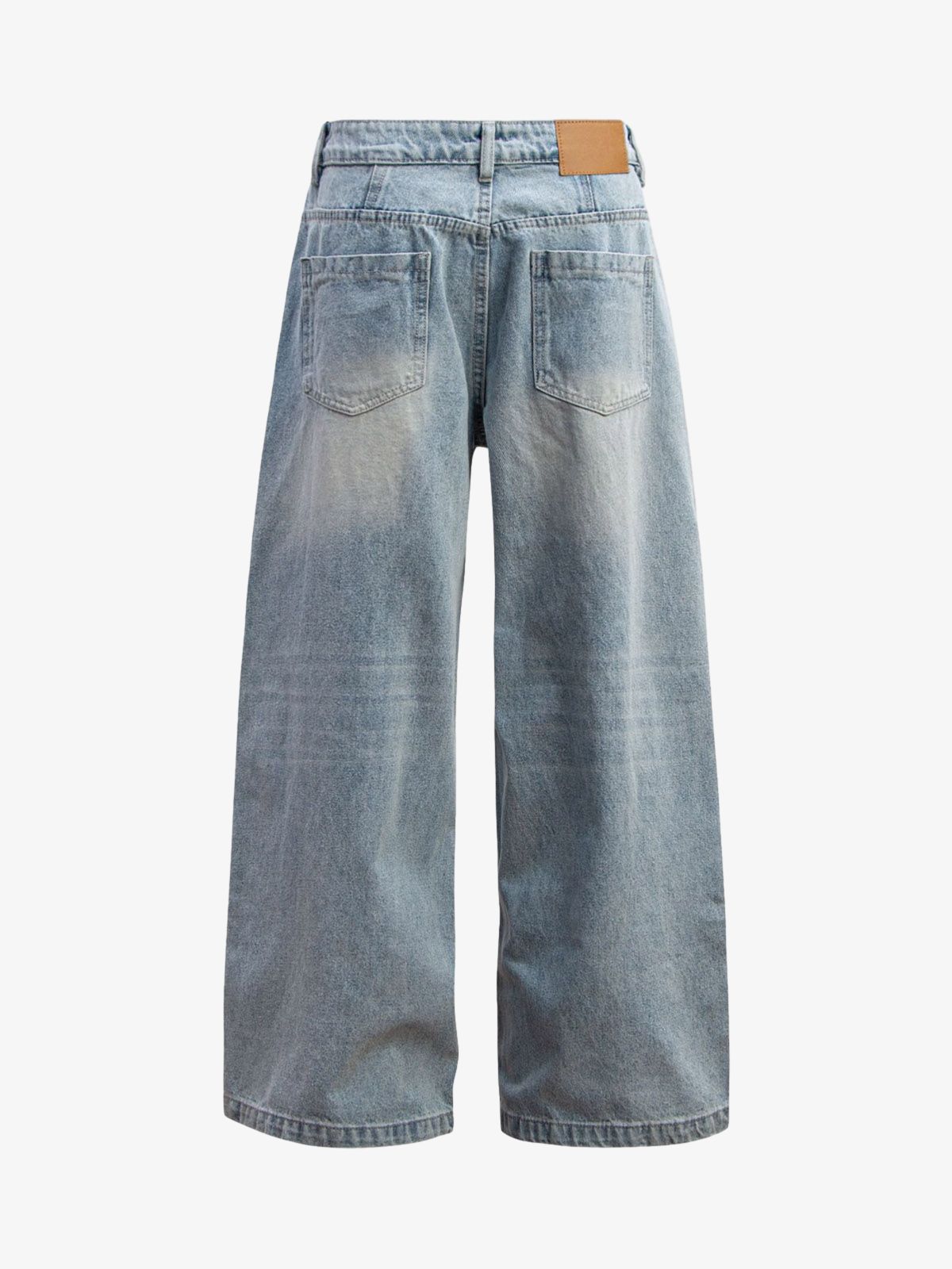 Washed Distressed Double Pleat Jeans 