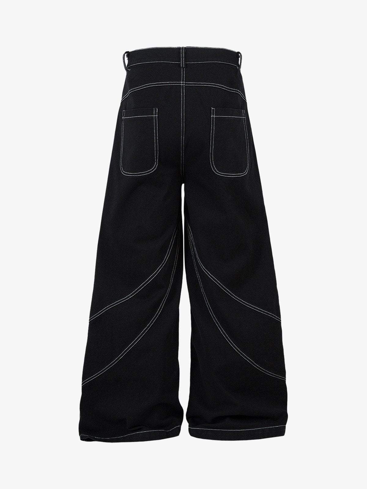 Deconstructed Contrast Embroidered Baggy Jeans - 2330 