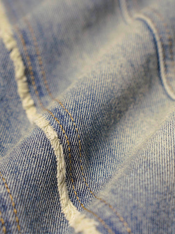 Thesupermade Washed Distressed Raw Edge Baggy Jeans - 2271 