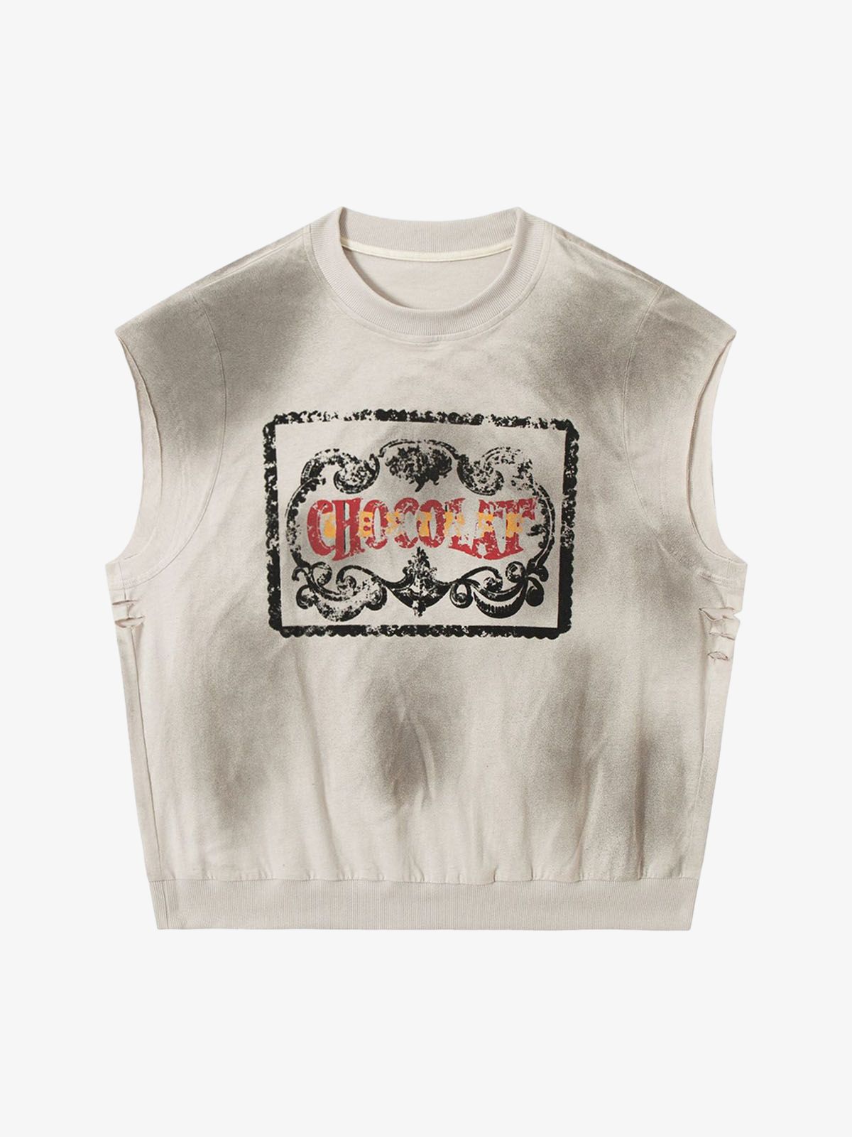 Vintage Washed Graphic Distressed Vest 