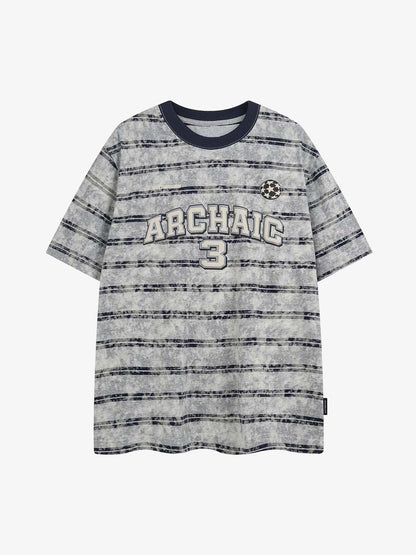 Graphic Lettering Striped Oversized T-Shirt 