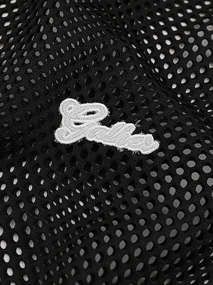 Hollow Sports Mesh Embroidered Letters Vest 