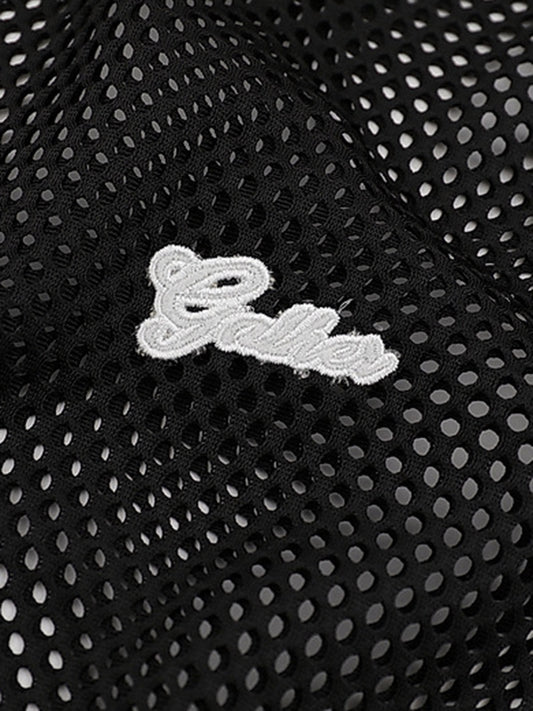 Hollow Sports Mesh Embroidered Letters Vest 