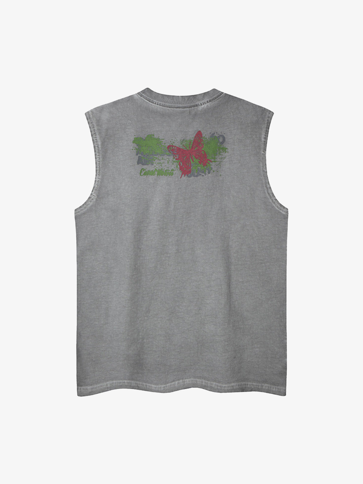 Distressed Graphic Butterfly Print Vest 