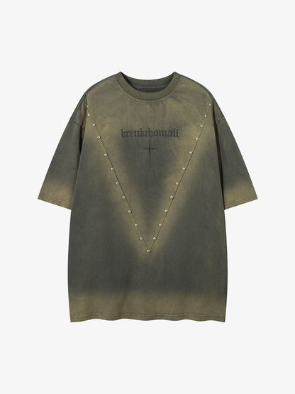 Oversized Cross and Studed T-Shirt 