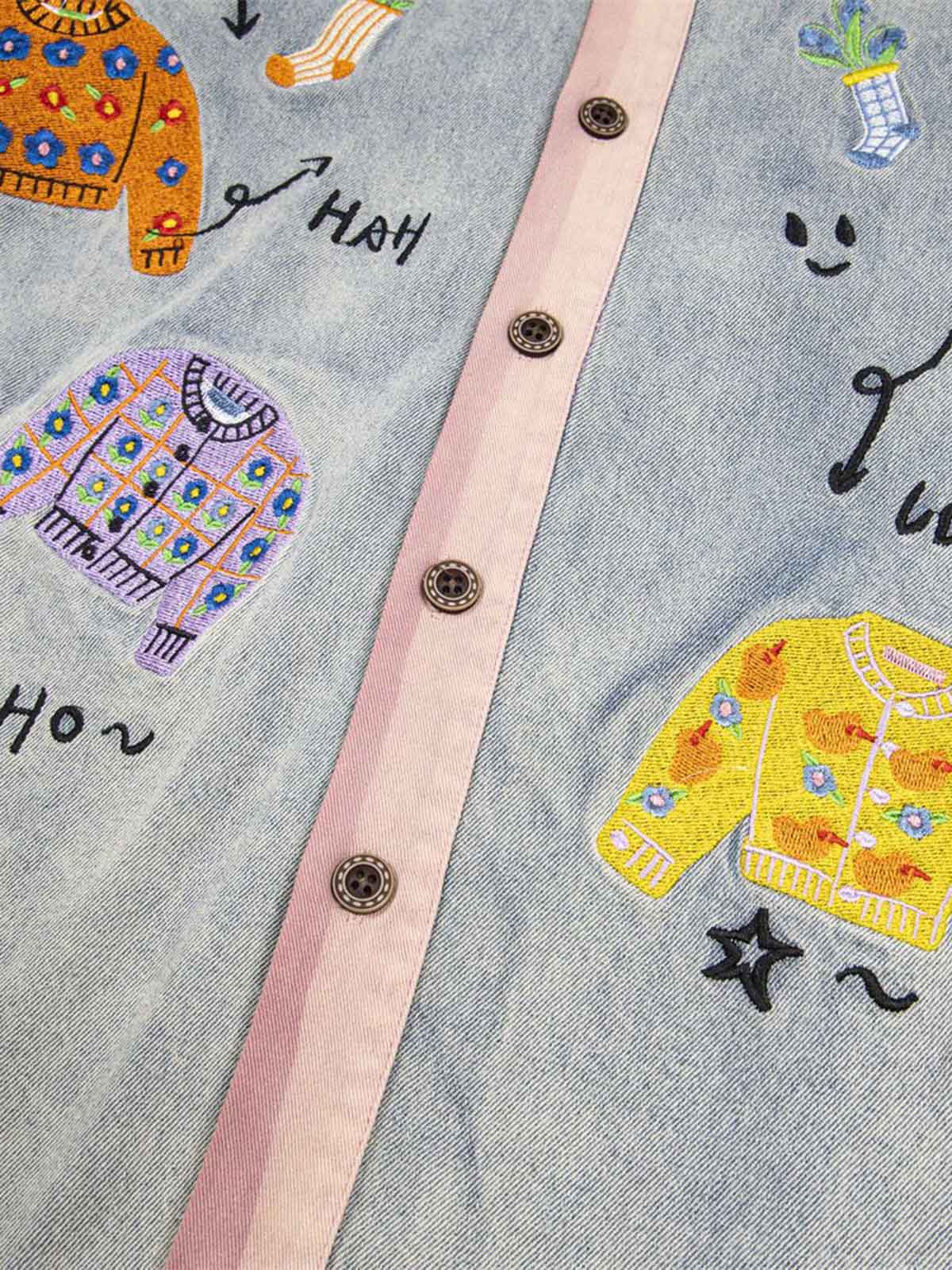 Embroidered Patch Denim Shirt 