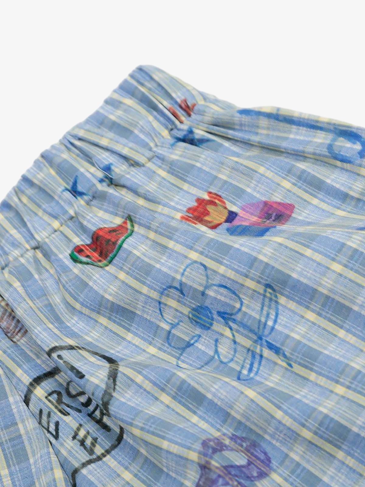 Fun Floral and Fruit Prints Plaid Pants 