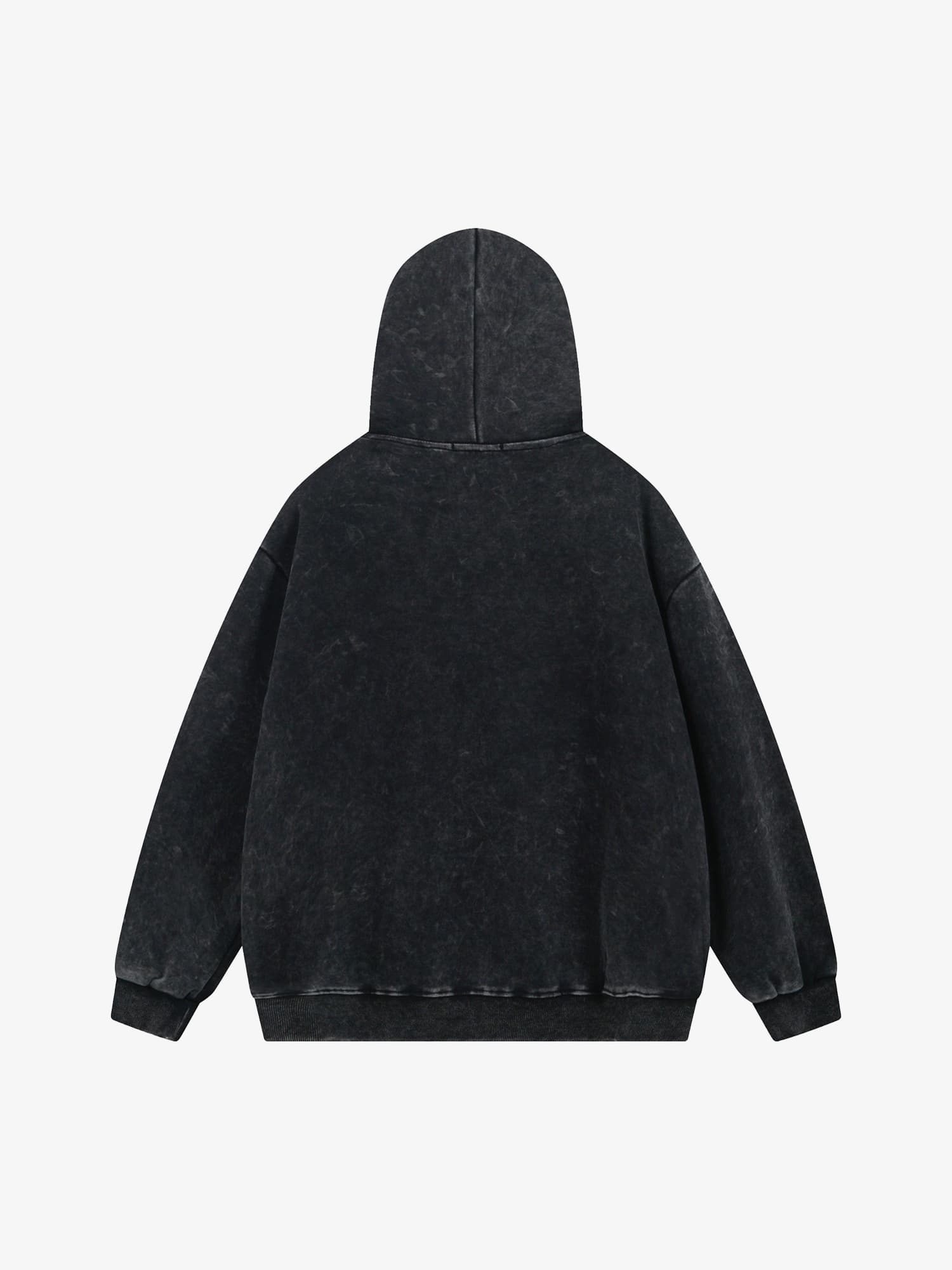 Thesupermade Washed Flame Printed Hooded Fleece Sweatshirt 