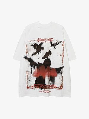 Crow Erosion Shadow Hip-Hop T-shirt - 2090 