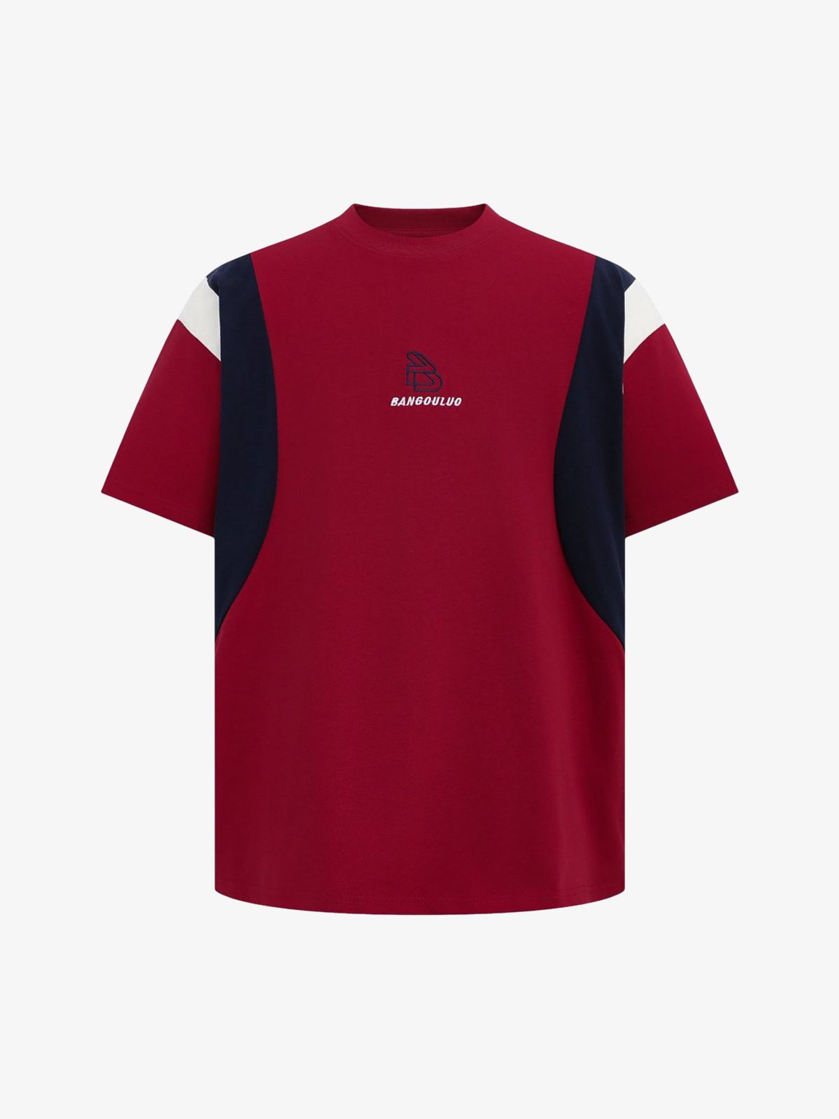 Retro Contrast Color Stitching Embroidered Letter Jersey T-shirt 