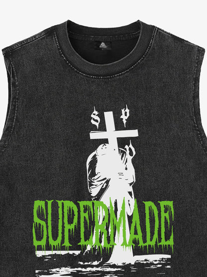 Original Edgy Cross Graphic Vest 