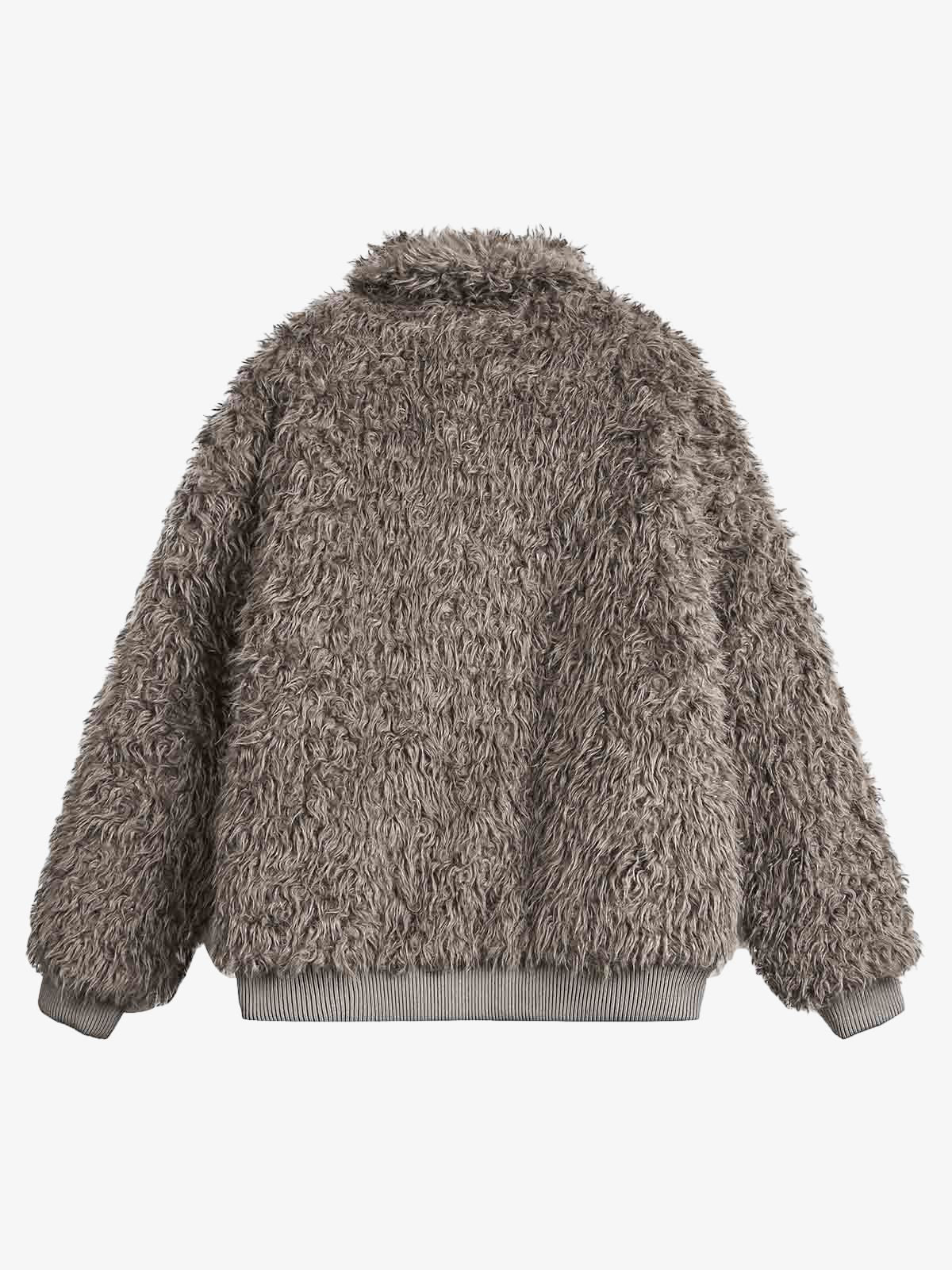 Thesupermade Metal leather button Faux Fur Jacket -2245 
