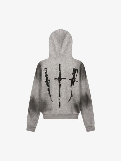 Thesupermade Wasteland Style Cardigan Zip UP Fur Hooded Jacket - 2279 