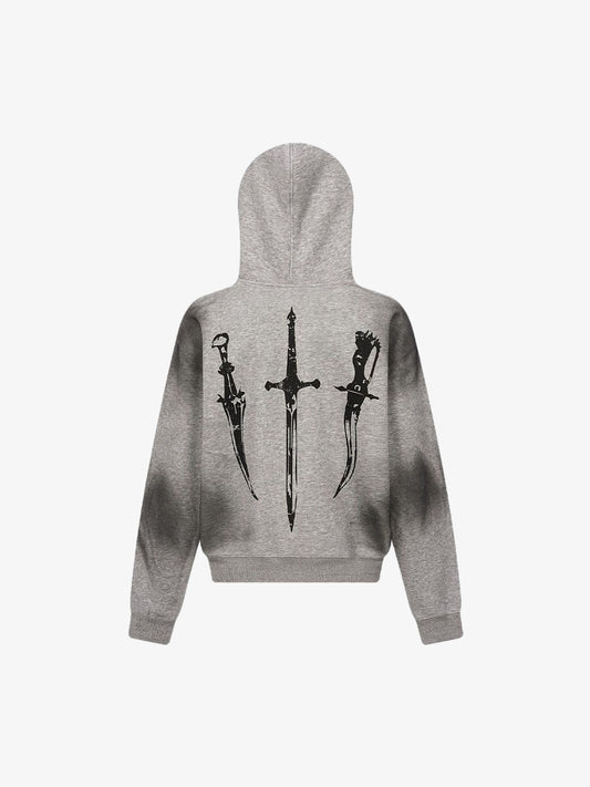 Thesupermade Wasteland Style Cardigan Zip UP Fur Hooded Jacket - 2279 
