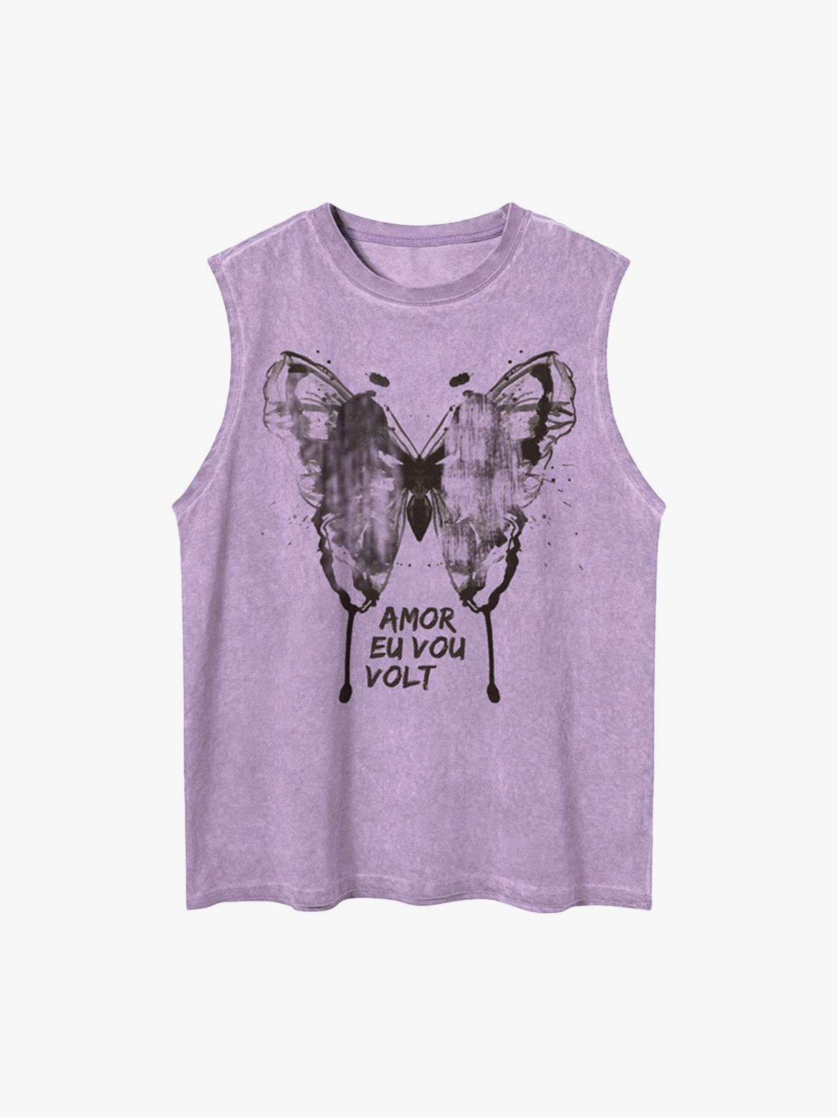 Thesupermade Washed Distressed Butterfly Print Vest 