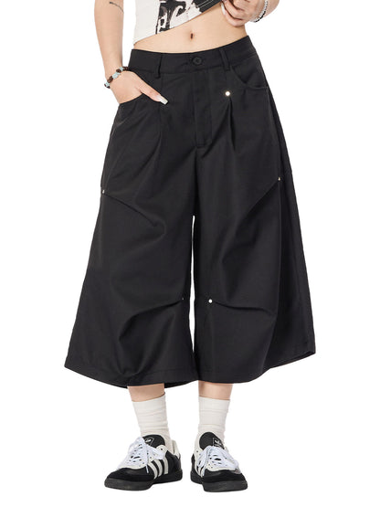 Cleanfit High Waist Baggy Cropped Trousers - 2443 