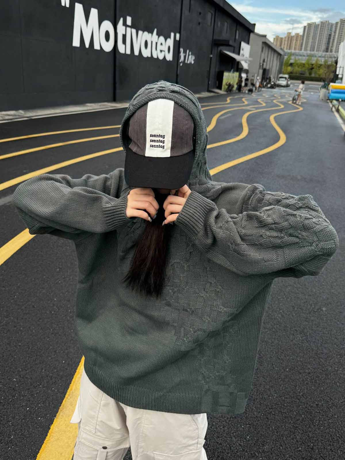 Asymmetric Irregular Knitted Sweater Hoodie 