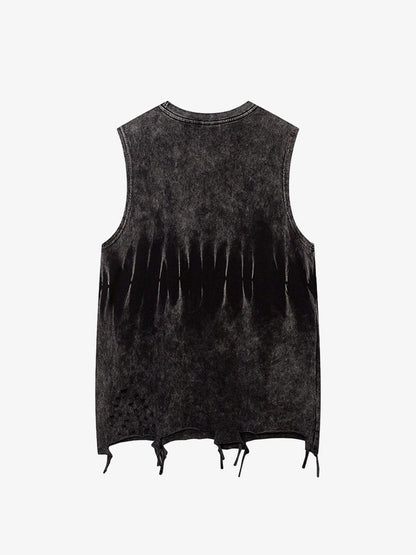 Gradient Tie-Dye Raw Edge Vest 