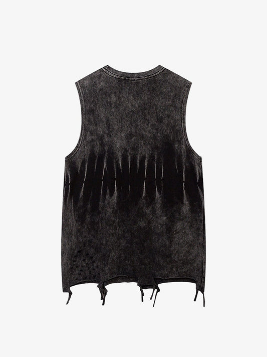 Gradient Tie-Dye Raw Edge Vest 